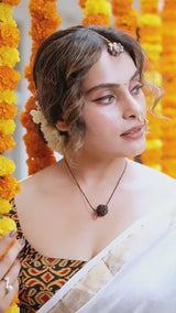 Off white Jamdani Khadi Cotton Saree With Printed Blouse